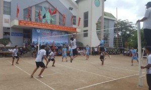 1 pha đánh bóng trong trận chung kết bóng chuyền nam.