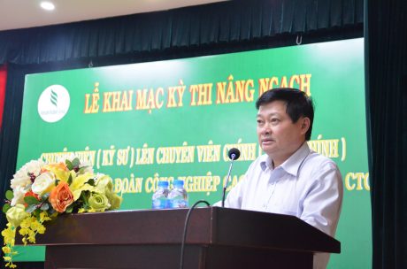 TGĐ VRG Huỳnh Văn Bảo phát biểu tại lễ khai mạc kỳ thi nâng ngạch