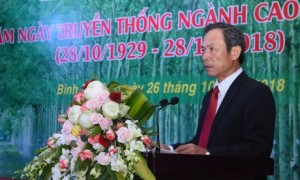 Bí thư Đảng ủy, Chủ tịch HĐQT VRG Trần Ngọc Thuận phát biểu tại lễ kỷ niệm 89 năm truyền thống ngành cao su VN